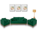 Ver imagem 1 de Conjunto de Sofá Beny 3 Peças Verde Musgo, 1 Sofá 1,80m e 2 Poltronas, Tecido Linho.