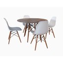 Ver imagem 2 de Conjunto de Mesa de Jantar Eames Eiffel Redonda 110cm Tampo de Madeira Amêndoa com 4 Cadeiras Branca