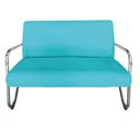 Ver imagem 2 de Kit Namoradeira + Poltrona Decorativa Bela Suede Azul Tiffany Braço Cromado