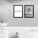 Ver imagem 1 de Kit 2 Quadros Banheiro Girafinha - Time To Relax 45x34cm:moldura Preta