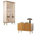 Ver imagem 4 de Conjunto 1 Cristaleira e 1 Buffet Decorativo Évora/benvenuto Off White/cinamomo G26 - Hb Móveis