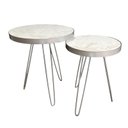 Ver imagem 1 de Conjunto Mesa Lateral Siena Marmorizado BELI HOUSE Prata
