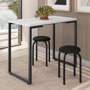 Ver imagem 2 de Mesa de Cozinha Bistrô Porto Branco 90cm com 2 Banquetas Industriais Maviê Preto - Mpozenato