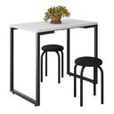 Ver imagem 1 de Mesa de Cozinha Bistrô Porto Branco 90cm com 2 Banquetas Industriais Maviê Preto - Mpozenato