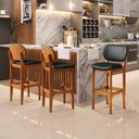 Ver imagem 2 de Kit 06 Banquetas Alta Para Cozinha Madeira Fixa Betta L02 Imbuia Couríssimo Preto - Lyam Decor