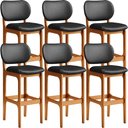 Ver imagem 1 de Kit 06 Banquetas Alta Para Cozinha Madeira Fixa Betta L02 Imbuia Couríssimo Preto - Lyam Decor
