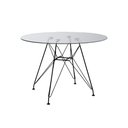 Ver imagem 3 de Mesa de Jantar Vidro Redonda 90cm Eames Eiffel com 4 Poltronas Pretas Ferro Preto