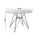 Ver imagem 5 de Mesa de Jantar Vidro Redonda 90cm Eames Eiffel com 4 Poltronas Pretas Ferro Preto