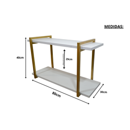 Nicho DUPLO metalon 70X30  BRANCO/DOURADO  METALICO 02 - 2