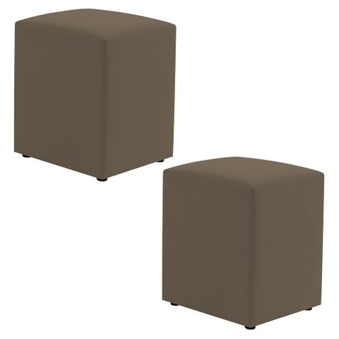 Kit 02 Puffs Decorativos Sala de Estar Quadrado 36x47cm Suede Capuccino - Abmaza