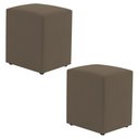 Ver imagem 1 de Kit 02 Puffs Decorativos Sala de Estar Quadrado 36x47cm Suede Capuccino - Abmaza