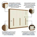 Ver imagem 5 de Guarda Roupa Casal 6 Portas 3 Gavetas Bigger Prime Canela/Off White