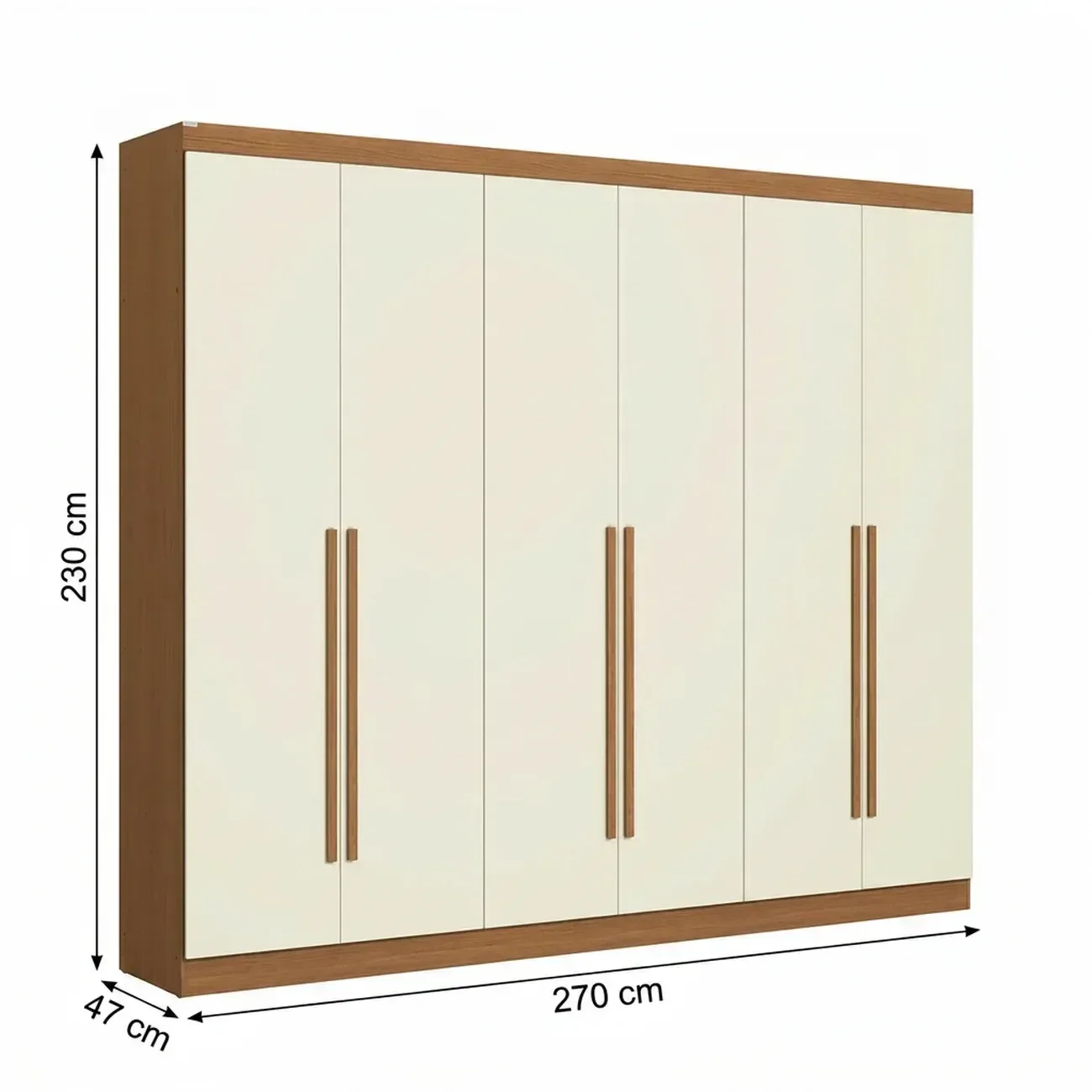 Ver imagem 3 de Guarda Roupa Casal 6 Portas 3 Gavetas Bigger Prime Canela/Off White