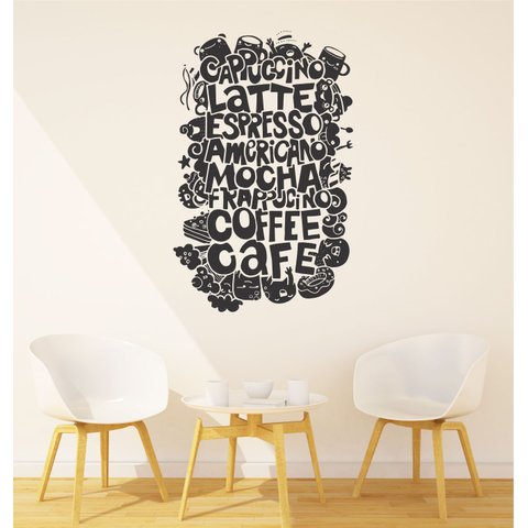 Adesivo de Parede Cantinho do Café Sticker Preto