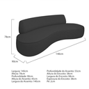 Ver imagem 3 de Sofá Curvo 2 Lugares Orgânico Amsterdã 140cm Linho Preto- Mabe Magazine