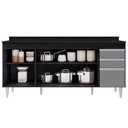 Ver imagem 3 de Balcão Gabinete 180cm com Tampo Dallas Preto/cinza - Lumil Lumil Móveis