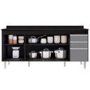 Ver imagem 3 de Balcão Gabinete 180cm com Tampo Dallas Preto/cinza - Lumil Lumil Móveis