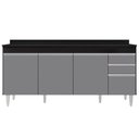 Ver imagem 5 de Balcão Gabinete 180cm com Tampo Dallas Preto/cinza - Lumil Lumil Móveis