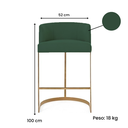 Ver imagem 2 de Banqueta Decorativa Alta Base Metal Cromo Dourado em Veludo - Verde Musgo Veludo