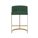 Ver imagem 1 de Banqueta Decorativa Alta Base Metal Cromo Dourado em Veludo - Verde Musgo Veludo