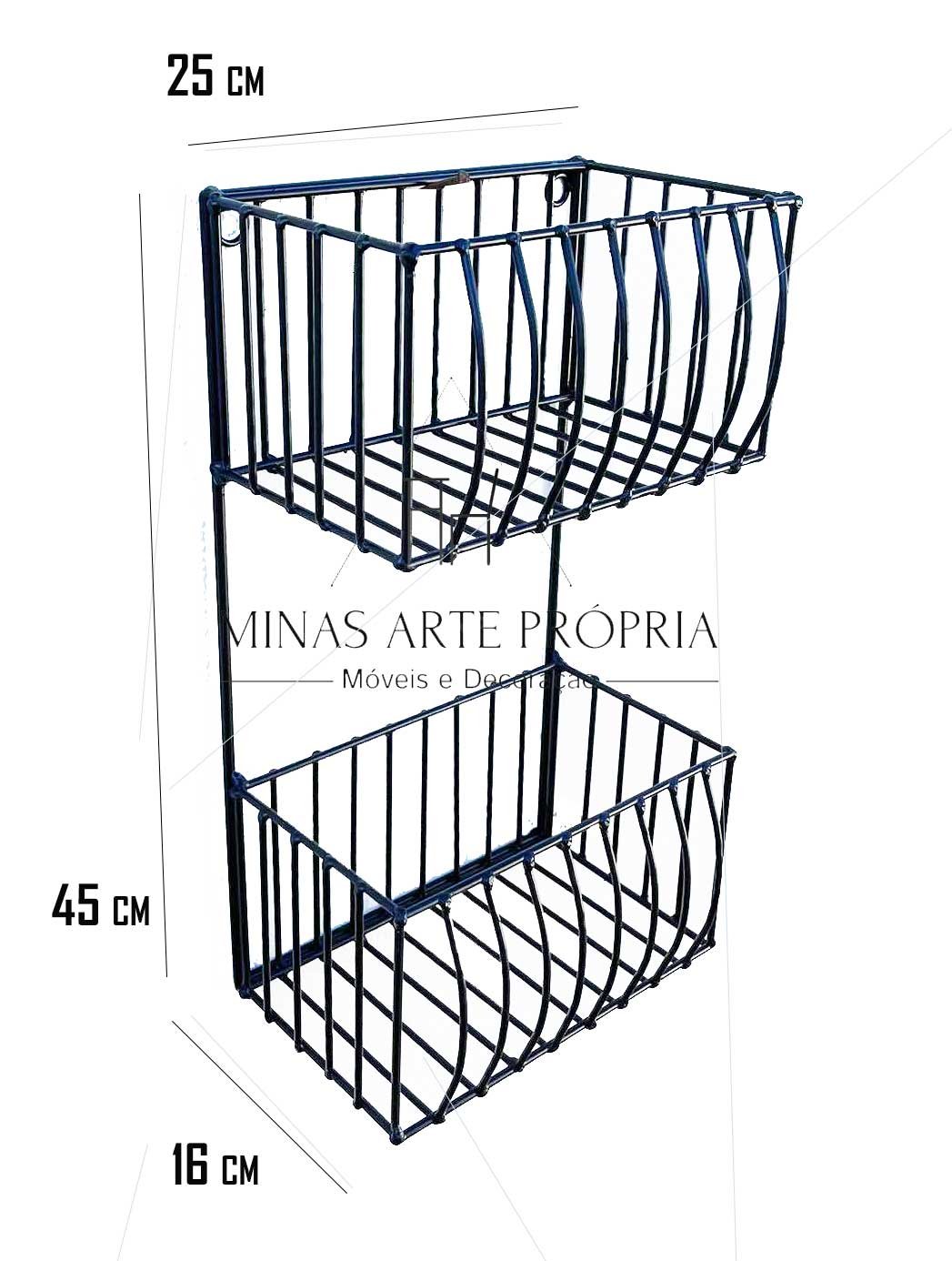 Fruteira de parede ou Jardim Vertical Ferro Suporte Parede Artesanal design cozinha jardim decoração - 2
