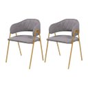 Ver imagem 1 de Kit 2 Cadeiras de Jantar Veneza Metal Dourado Boucle Cinza