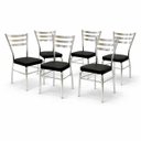 Ver imagem 2 de Kit 6 Cadeiras de Cozinha Jantar com Reforço Cromada Assento Grosso Preto