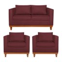 Ver imagem 1 de Kit Sofá 3 Lugares e 2 Poltronas Europa 180 cm Estilo Conforto e Elegância Suede Bordô - ADJ Decor