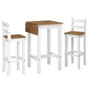 Ver imagem 1 de Conjunto de Mesa Alta Dobrável e 2 Banquetas de Madeira Branco Lavado