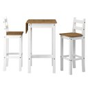 Ver imagem 2 de Conjunto de Mesa Alta Dobrável e 2 Banquetas de Madeira Branco Lavado