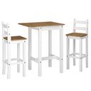 Ver imagem 3 de Conjunto de Mesa Alta Dobrável e 2 Banquetas de Madeira Branco Lavado