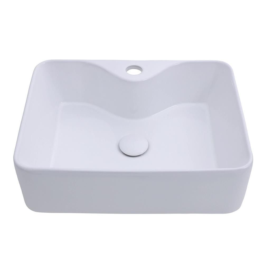 Cuba de Apoio para Banheiro Retangular Louça Cerâmica Cornalina Pingoo.casa - Branco - 1