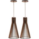 Ver imagem 1 de Kit 2 Pendentes Cone Mdf Luminárias Decorativos Tiffany Dital Salas Escritórios Halls