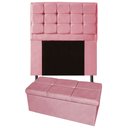 Ver imagem 1 de Kit Cabeceira + Calçadeira Baú Copenhague Solteiro 120cm Suede - Ecotec Decor:Rosa