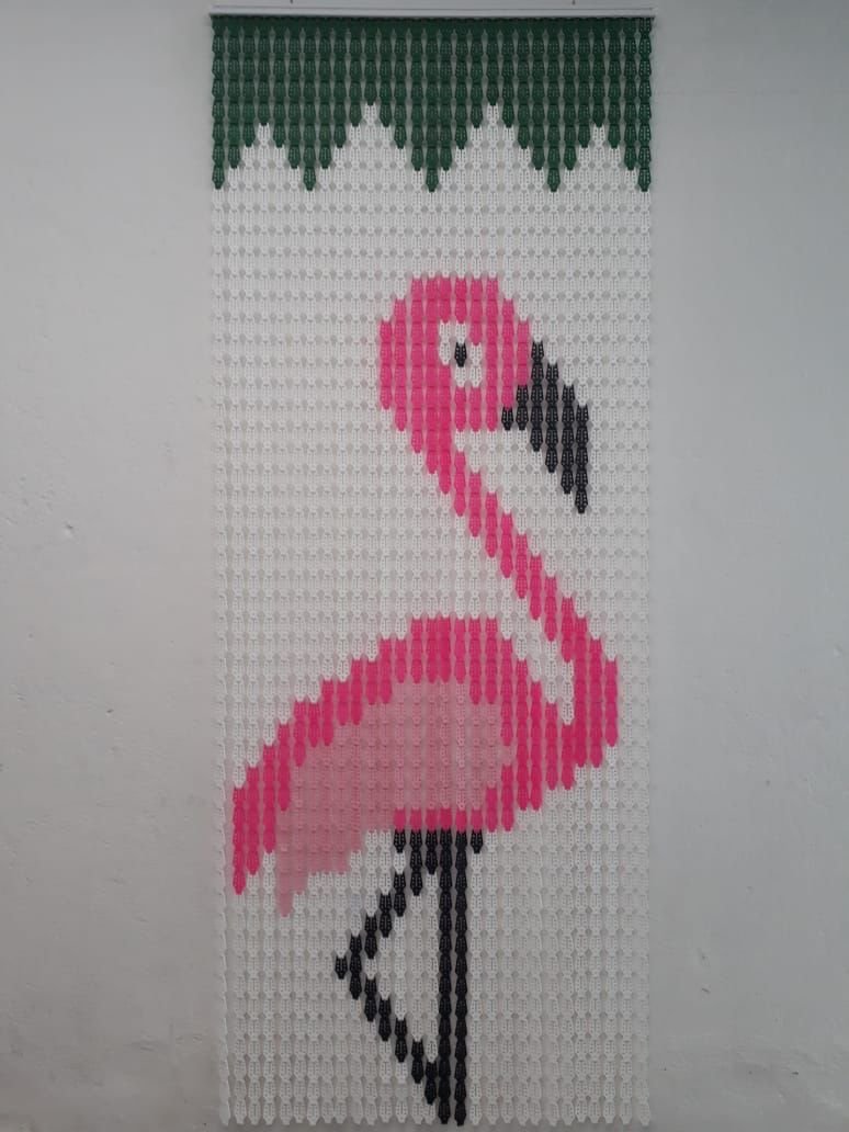 Cortina Plástica Desenhada Para Porta Divisória - Flamingo