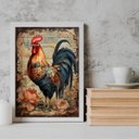 Ver imagem 1 de Quadro Decorativo Galo Country Vintage 45x34cm - com Vidro:madeira Preta