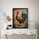 Ver imagem 2 de Quadro Decorativo Galo Country Vintage 45x34cm - com Vidro:madeira Preta