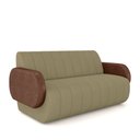 Ver imagem 2 de Sofá Decorativo Living Sala de Estar Bornéu 148cm pés de Madeira PU/Veludo Marrom/Castor G33 - Gran