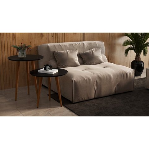 Conjunto 2 Mesas Sala Retrô Pés Palito, Lateral e Apoio Georgia - Preto - Comprar Moveis em Casa