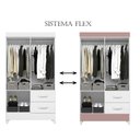 Ver imagem 3 de Guarda Roupa Casal Mobi 04 Portas Flex Branco Rosa - Móveis Albatroz