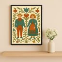 Ver imagem 1 de Quadro Casal Vintage Folk Art 24x18cm Mold Preta Vidro