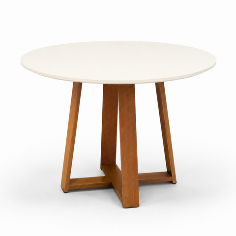 Mesa de Jantar Redonda Off White Onix 110cm para 4 Lugares Gabilitte