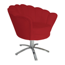 Ver imagem 3 de Poltrona Estofada Decorativa 1 Lugar Base Giratória de Metal Pétala Suede Vermelho - LM DECOR