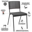 Ver imagem 2 de Cadeira Empilhável Fixa Escritório Multiuso Base Preta Kimi P03 Preto - Lyam Decor