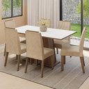 Ver imagem 1 de Conjunto Sala de Jantar Tampo de Madeira 6 Cadeiras Rustic/Branco/Imperial Cedro Madesa