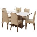 Ver imagem 2 de Conjunto Sala de Jantar Tampo de Madeira 6 Cadeiras Rustic/Branco/Imperial Cedro Madesa