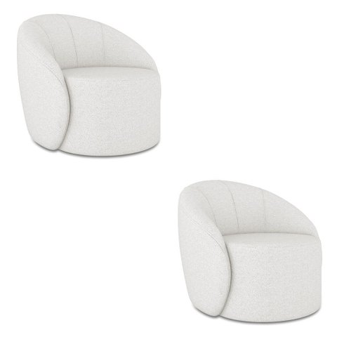 Poltrona Decorativa Orgânica Kit 2 Lua Linho Cinza D03 - D’Rossi