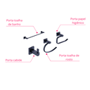 Ver imagem 7 de Kit Acessórios de Banheiro Lavabo 4 Peças Preto Fosco Luxo Ikab07