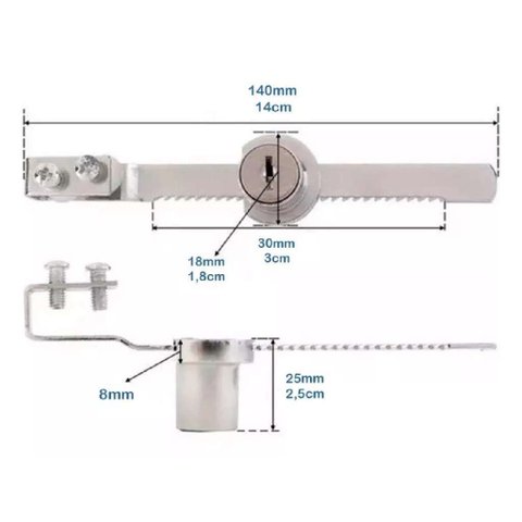 Fechadura para Vitrine 140mm