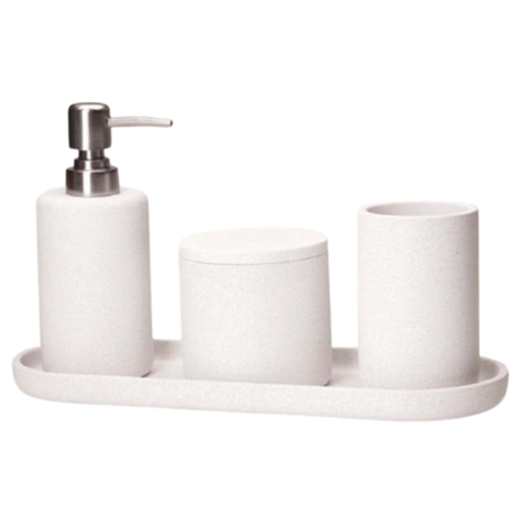 Kit Lavabo em Cimento Off White com 4 Peças